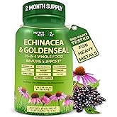 Echinacea Goldenseal Capsules - 10 in 1 Immune Support Supplement - 1455mg - Vegan Echinacea Capsules Supplement Made With Organic Whole Foods - Herbal Immune System Support - 2 Month Supply