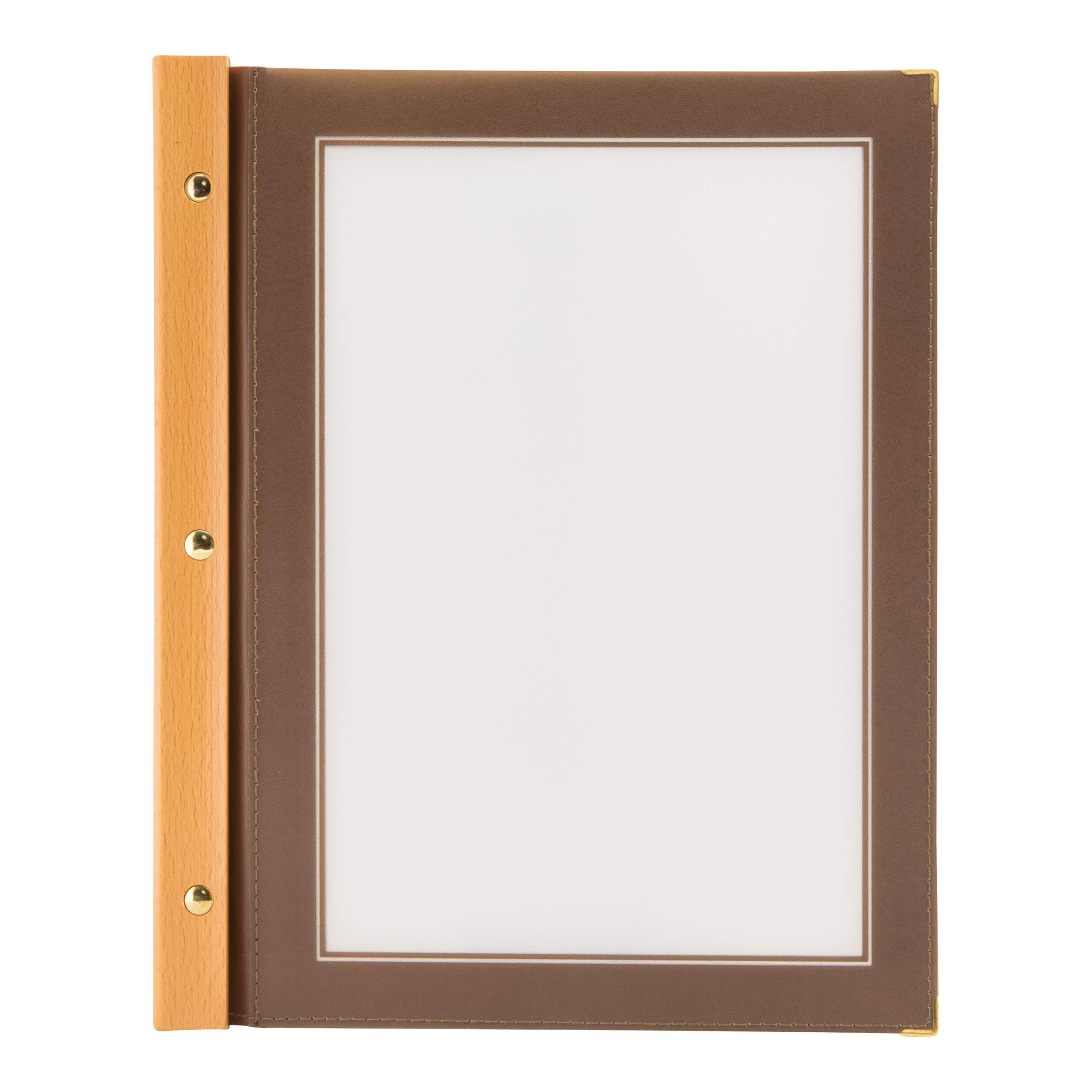 Securit Wooden Spine Menu Holder A4 Brown with 2 inserts - 4 Page