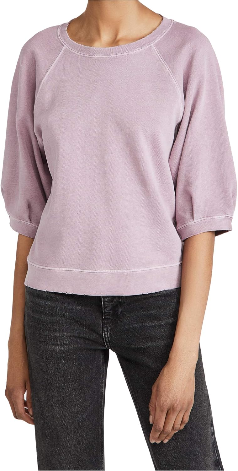 Amazon.com: AMO Women's Puff Sleeve Sweatshirt, Orchid, Purple, Medium: Clothing