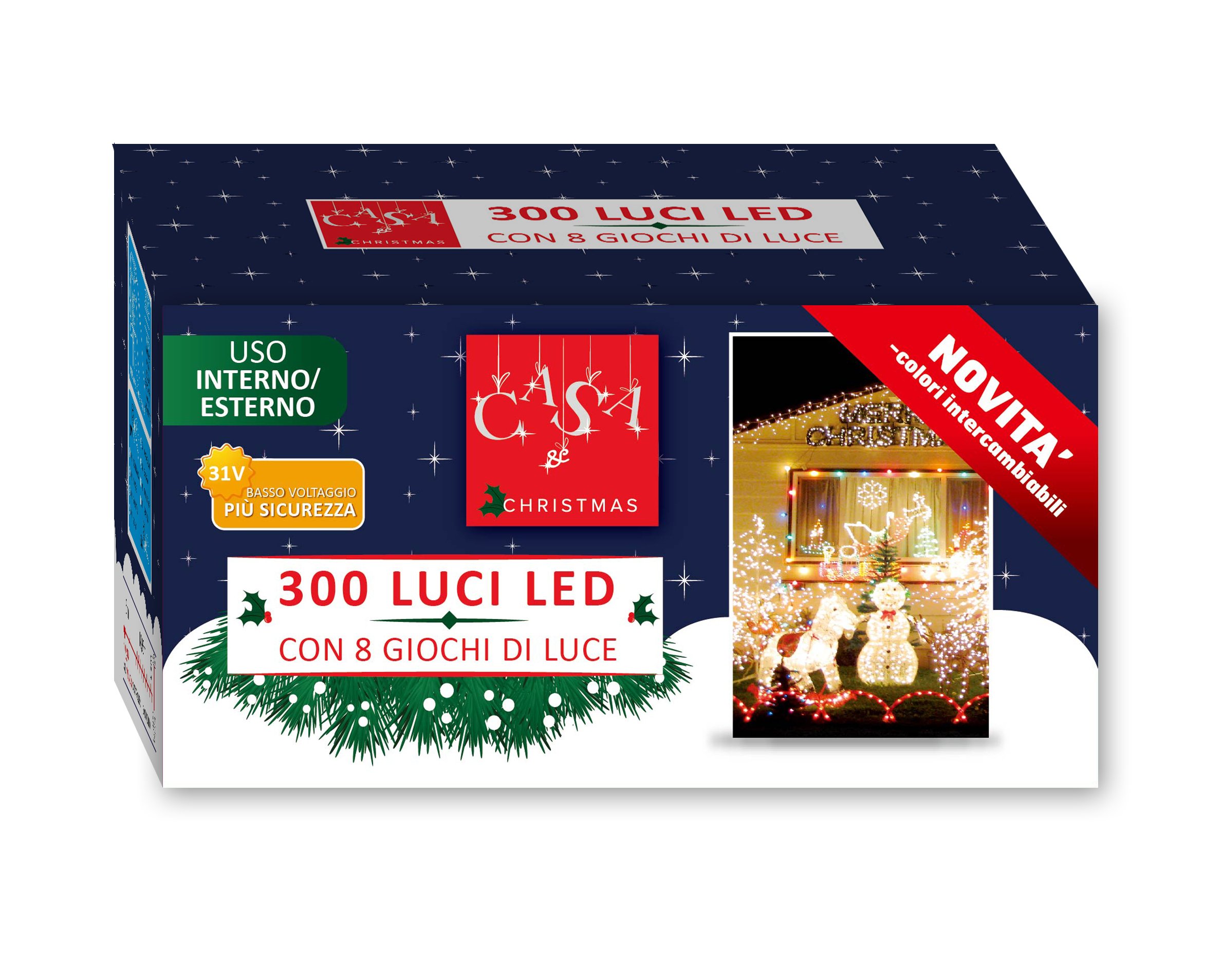 Viscio Trading House and Xristmas LED 300 Warm White/Ice Cream Plastic White 1600 x 3 x 3 cm
