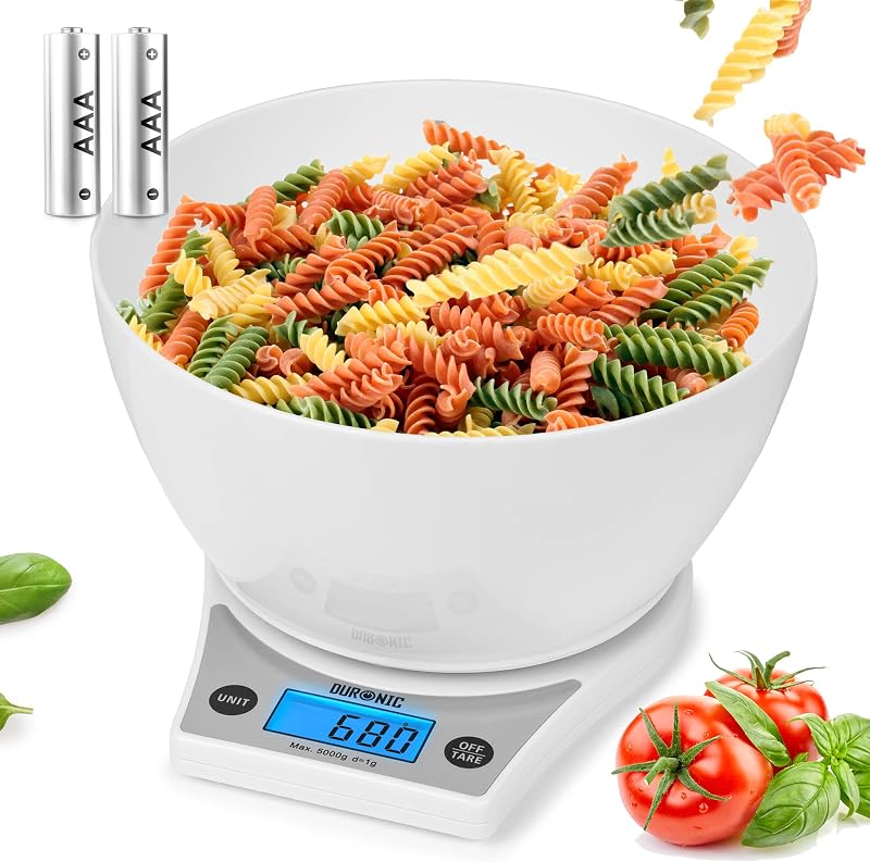 Duronic KS6000 Digital Kitchen Scales with Bowl 5kg Tare LCD