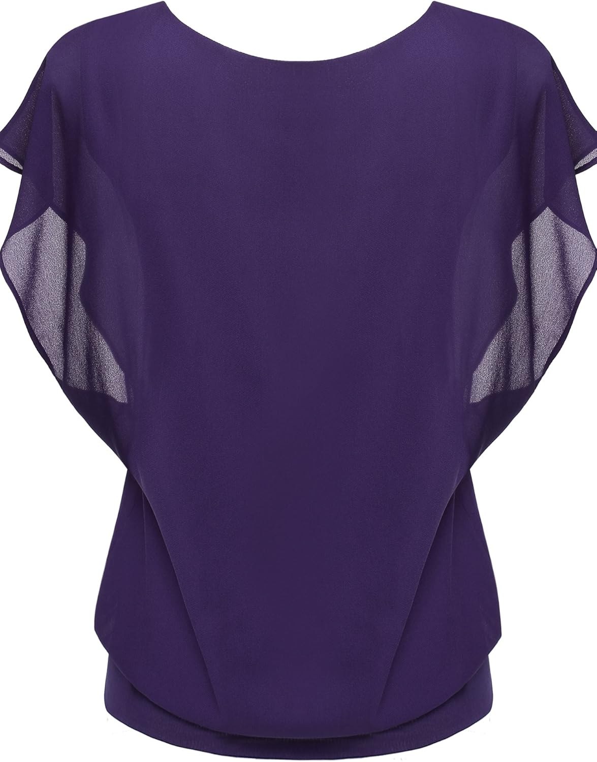 Zeagoo Women's Chiffon Loose Lace Batwing Short Flutter Sleeve Blouse Tops at  Women’s Clothing store