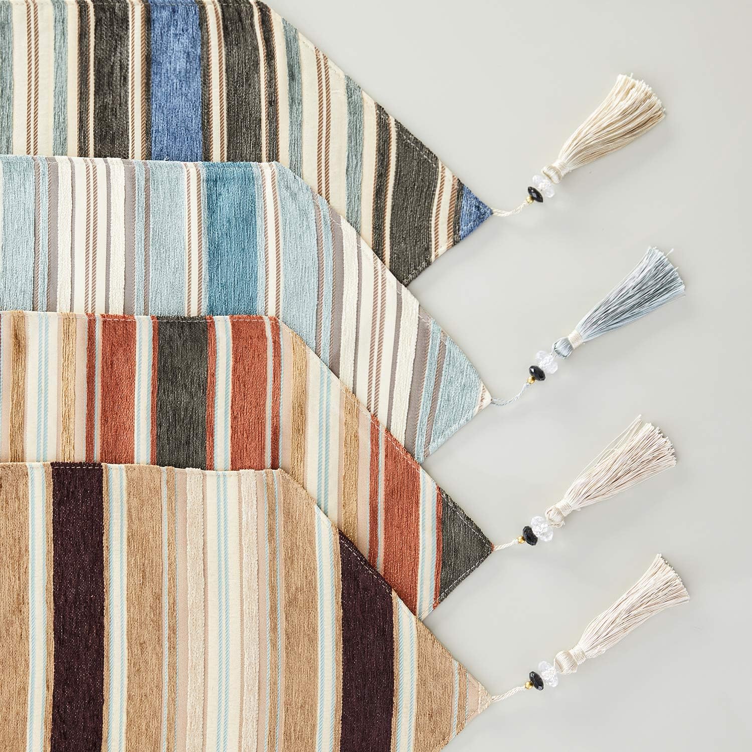 Top Finel Dining Table Runner 72 inches, Striped Cotton Linen Table Runners with Tassels for Party Holiday Wedding Gathering, Teal: Home & Kitchen