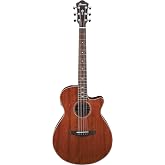 Ibanez AEG220 Okoume Acoustic-Electric Guitar, Natural Low Gloss | Okoume body with Ibanez T-bar pickup and onboard tuner for performance, recording and practice