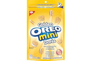 OREO, Mini Golden Vanilla Sandwich Cookies, Made in a Peanut-Free Facility, School Snacks, Resealable Bag, School Snacks, 225
