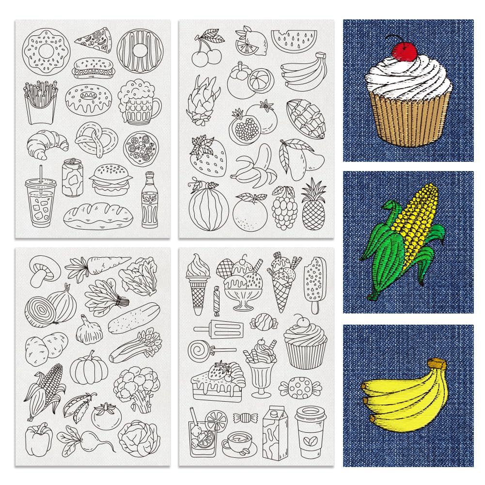 BENECREAT 64pcs Water Soluble Embroidery, 30x21cm Fruits Pattern Transfers Water Soluble Stabilizer for Embroidery Stick and Stitch Embroidery Designs