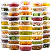 Dealusy 50 Set 8 oz Deli Containers with Lids, Leak-Proof BPA Free Plastic Take Out Bowls, Food Storage Containers for Takeout Meal Prep Storage, Freezer, Microwave & Dishwasher Safe