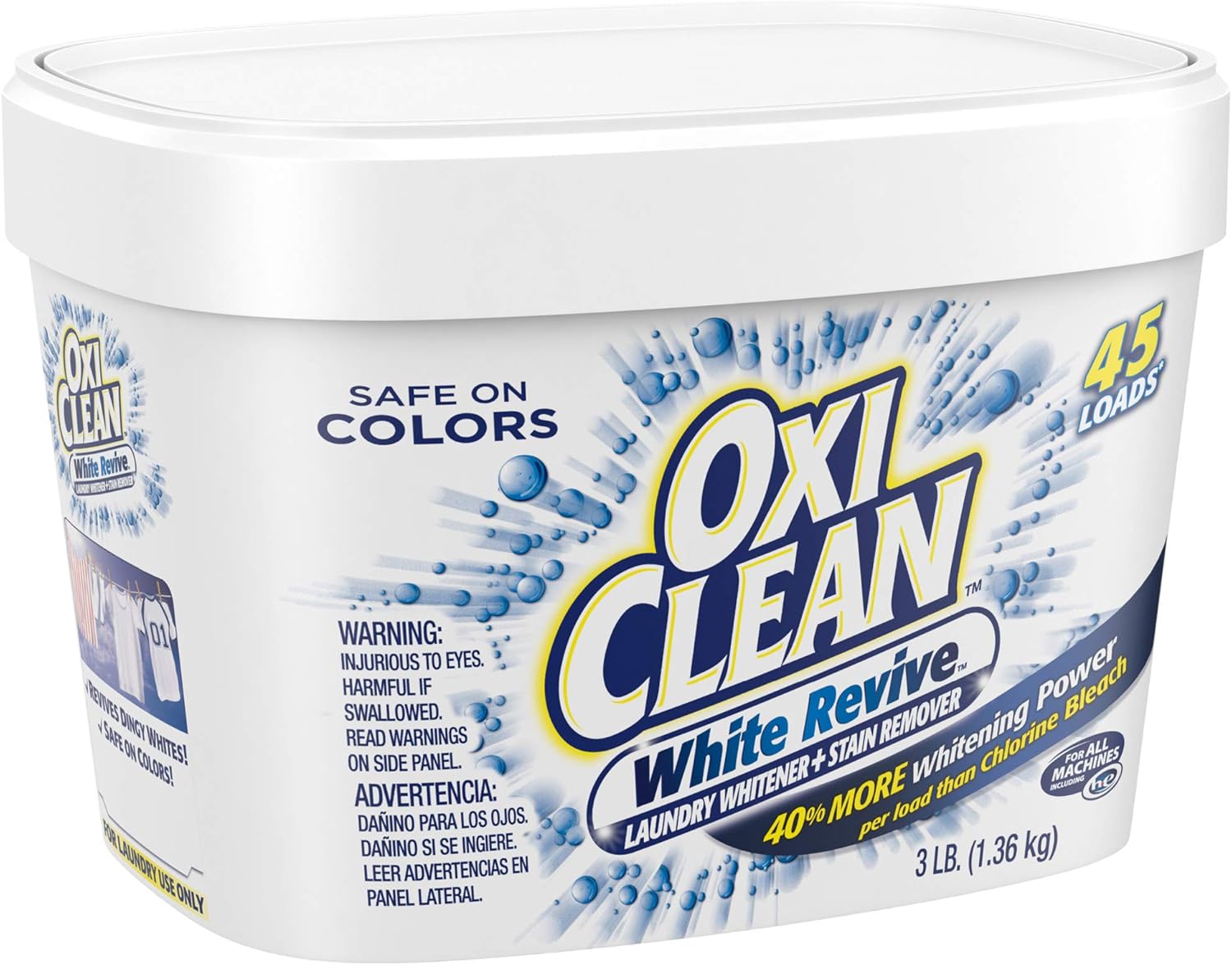 OxiClean White Revive Laundry Whitener + Stain Remover, 3 Pound: Health & Personal Care