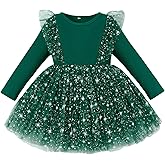 Kionio Toddler Girl Dresses Knit Long Sleeve Girls Sweater Sequin Tulle Dress Ruffle Fall Winter Baby Tutu Christmas Birthday