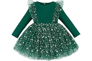 Kionio Toddler Girl Dresses Knit Long Sleeve Girls Sweater Sequin Tulle Dress Ruffle Fall Winter Baby Tutu Christmas Birthday