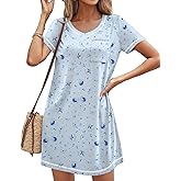 Ekouaer Sleep Shirts for Women Short Sleeve Night Shirts Comfy Sleep Dress