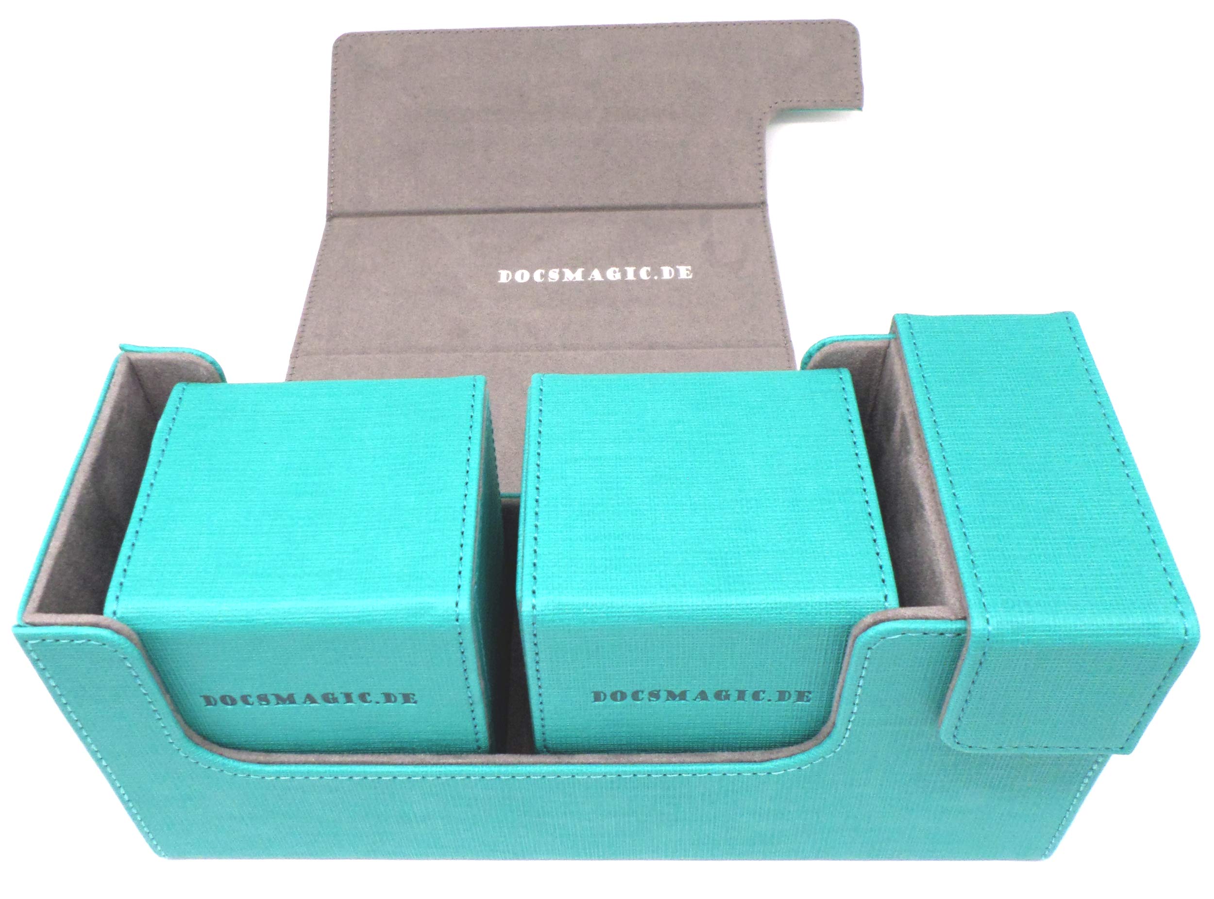 docsmagic.de Premium Magnetic Tray Long Box Mint Small + 2 Flip Boxes Aqua