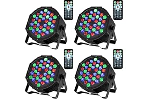 Litake 36 LED Stage Lights RGB DJ LED Par Light Remote & DMX Controlled Sound Activated Auto Play Uplighting for Wedding Birthday Christmas Holiday Music Show Dance Party Stage Lighting-4 Pack