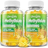 GrnLife 2 Pack L-Methylfolate 15 mg Gummies with Methyl B12, Methylated B1, B2, B6, Active 5-MTHF & High Absorption - Supports Brain Health & Immune System, Pineapple Flavor, 120 Count