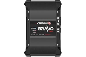 Stetsom Bravo Full 1200 1 Ohm Mono Car Amplifier, 1200.1 1.2K Watts RMS, 1Ω Stable Car Audio, HD Sound Quality, Crossover & Bass Boost, Car Stereo Speaker Subwoofer MD, Smart Coolers