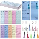 Tosstuki 50 Pcs Colorful Book Review Bookmarks with 50 Bookmark Tassels Book Tracker Reading Log Page for Readers Bookish Gift, Reading Page Tracker for Students Teachers Women