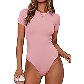 PRETTYGARDEN Body Suits for Womens Summer Tops 2026 Casual Short Sleeve Ribbed Fitted Basic Tee Shirts Spring Fashion Clothes