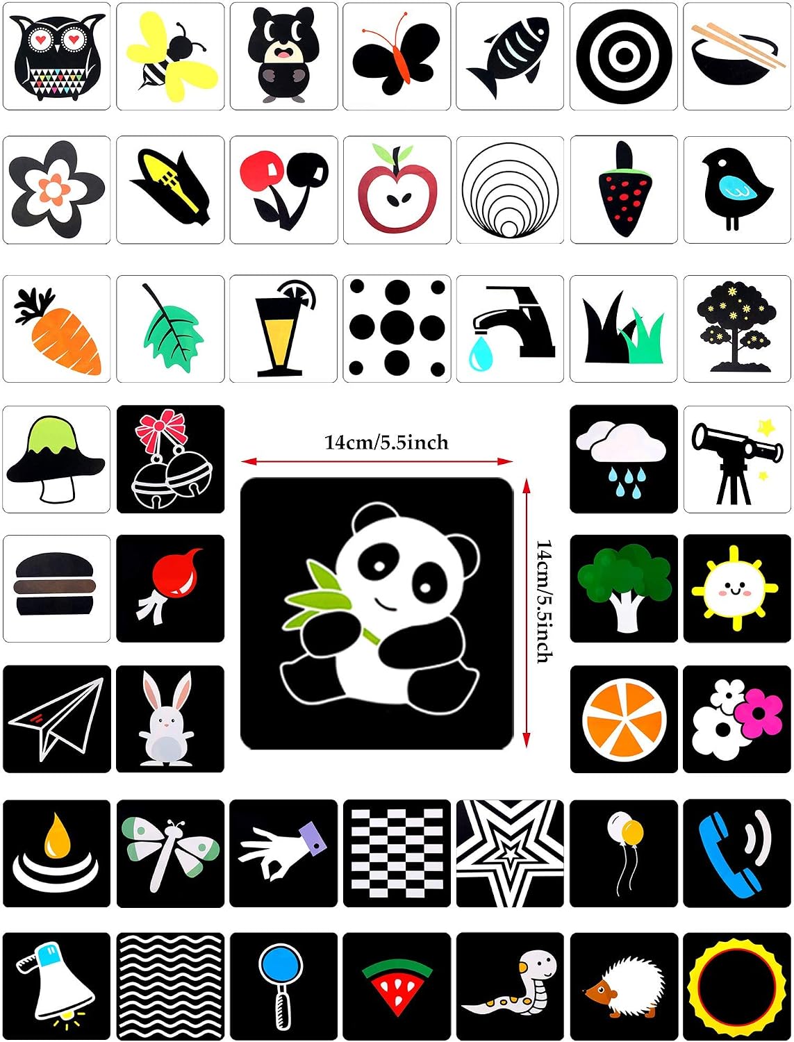 Black White Flash Cards for Infants, 48 Pictures 5.5 x 5.5 Inch Designed Contrast Cards for Newborn Baby Toys with High Contrast (6-12 Months) - Image 3