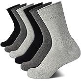 Calvin Klein Womens Crew Socks - 6 Pack Casual Calf Length Soft Cotton Blend Roll Cuff Mini Crew Dress Socks for Women