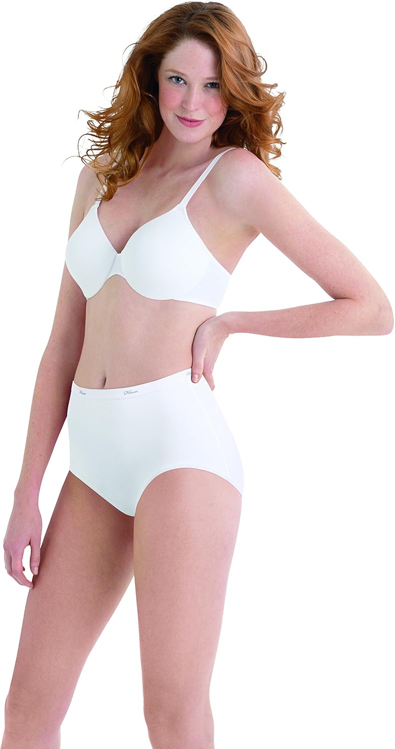Hanes Women's Cotton Briefs 6 Pack Size:10 Color:White at  Women’s Clothing store: Briefs Underwear