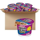 Kellogg's Raisin Bran Crunch Breakfast Cereal Cups, Fiber Cereal, Made with Real Fruit, Original, 33.6oz Case (12 Cups)