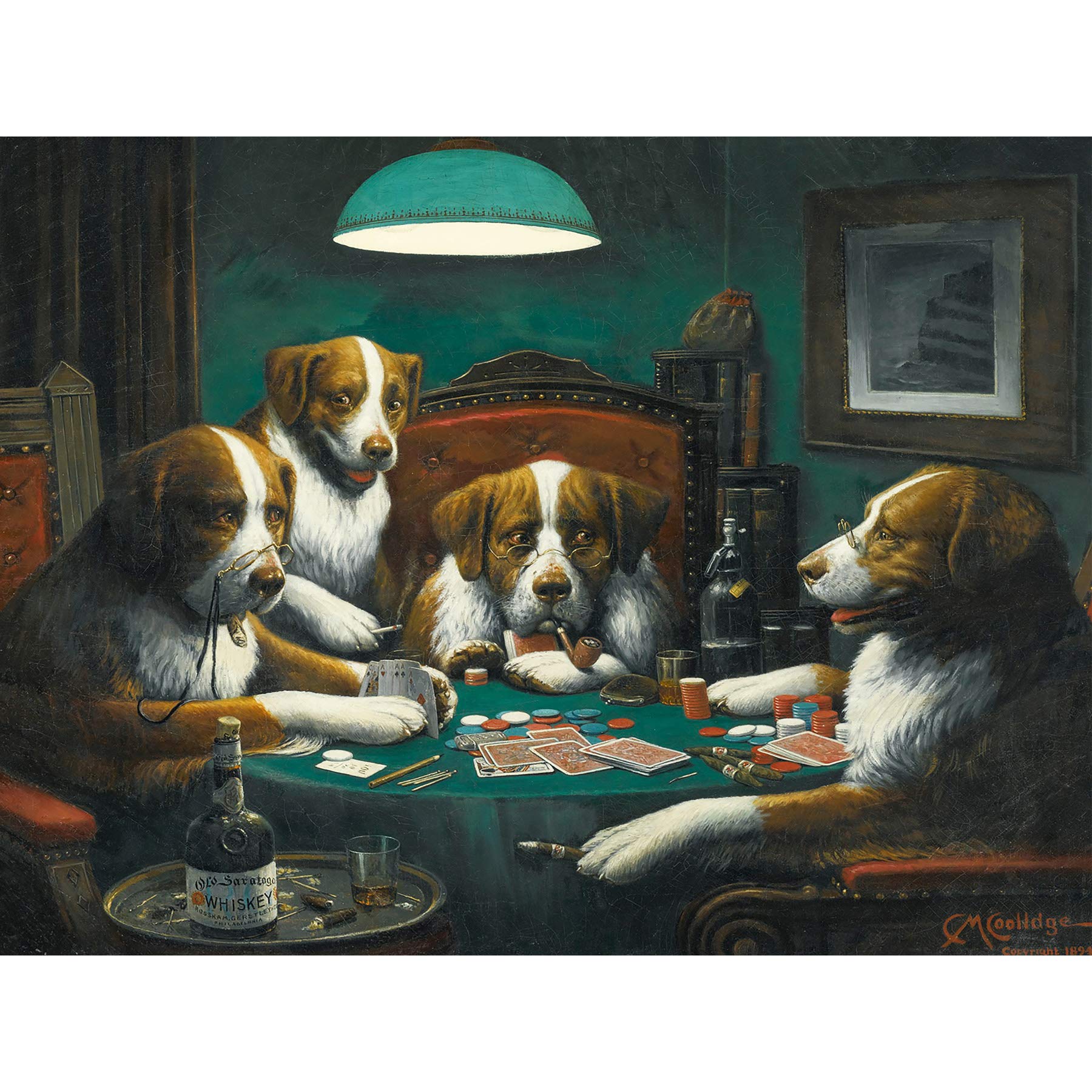 Artery8 Cassius Marcellus Coolidge Poker Game Dogs Painting Large Wall Art Poster Print Thick Paper 18X24 Inch