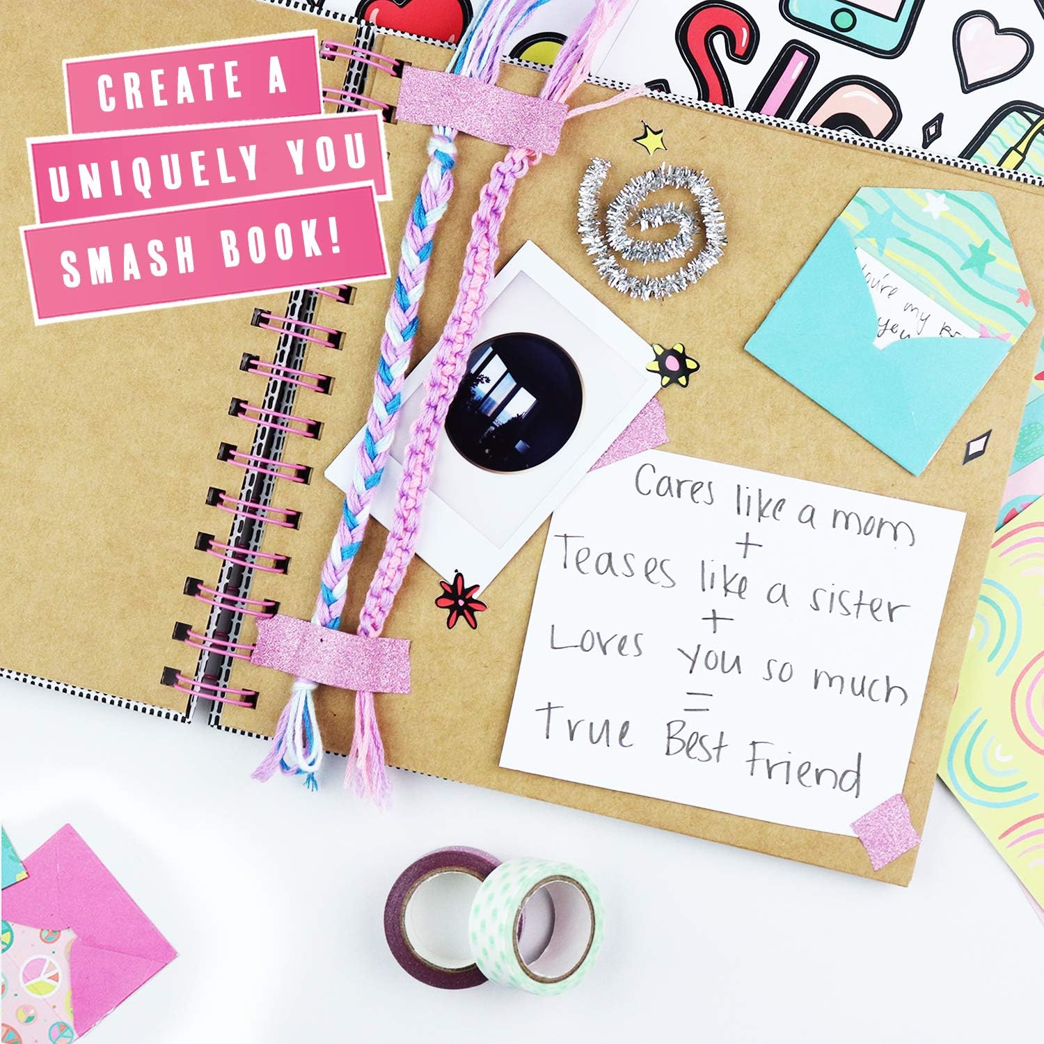 Design Your Own Pink Scrapbook by Doodle Hog, Kids Scrapbook Kit, Gifts for 12 Year Old Girl, Personalize & Decorate Your DIY Scrapbook with Washi Tape, Sticker Sheets, 40-Page Thick Paper, Hardcover : Office Products