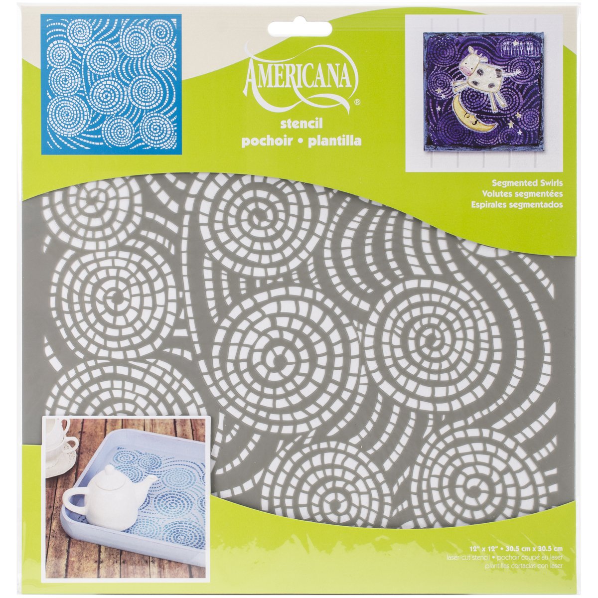 Americana Decor Stencil x 12-inch-Segmented Swirls