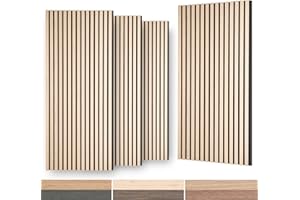 Wood Slat Wall Panel, Easy Installation, Versatile, Enhanced Acoustic Design, Suitable for Living Room, Bedroom, Kitchen & Offices (4 Pcs, Natural Wood Hues), 47.2x23.6x0.87 Inch Each, Mollywell