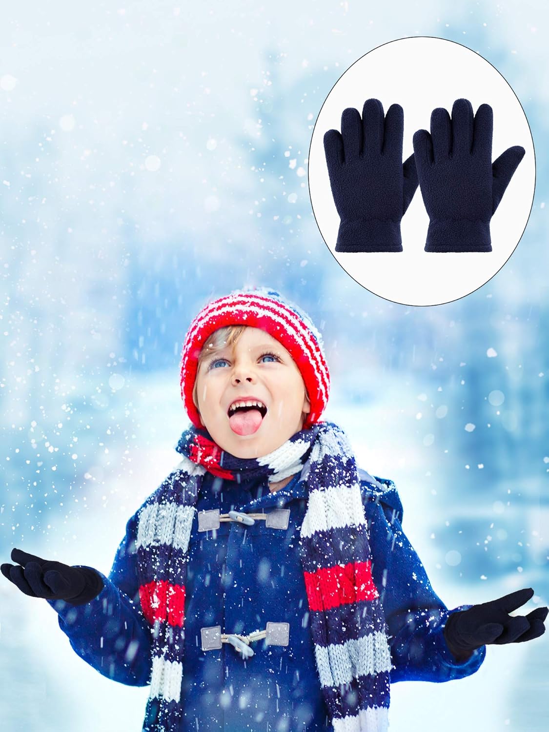 3 Pairs Kids Fleece Gloves Full Fingers Gloves Winter Soft Warm Gloves for Boys Girls Outdoors Activities Supplies: Clothing