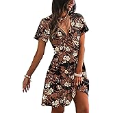 RUMIA Womens Casual Dresses Wrap V Neck Dress A-Line Ruffle Sleeve Summer Sundress Fashion 2026