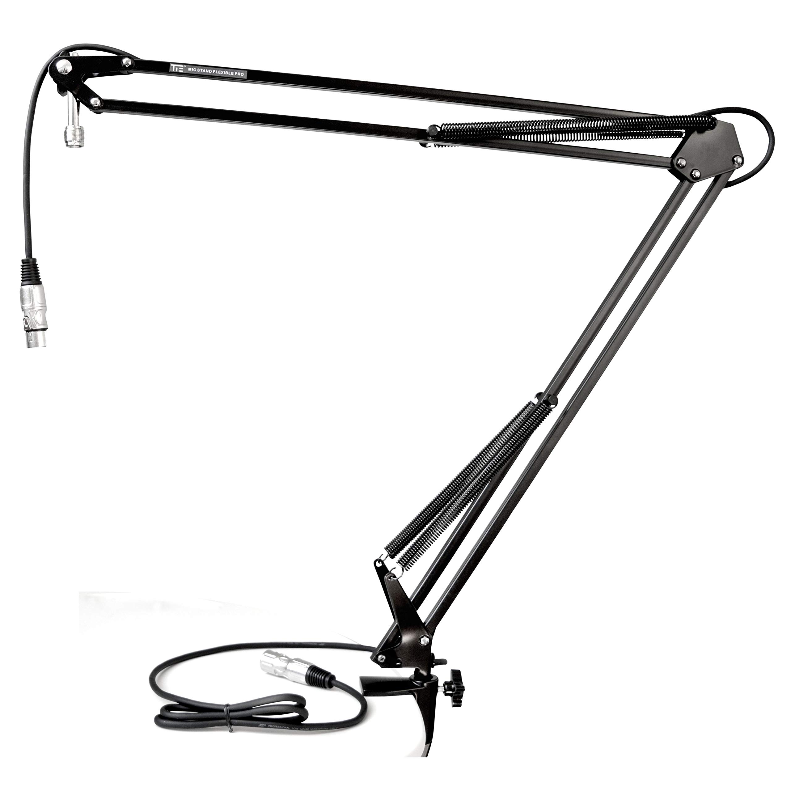 Tie Studio Flexible Mic Stand Pro Microphone Stand Microphone Holder Microphone Suspension Scissor arm (incl. 2.5m XLR microphone cable, 5/8″ threaded & 360 degree adjustable), black
