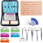 Alcedo Suture Practice Kit with Regular Pad, Educational Use Only | Vertical/Horizontal Mesh, Durable Pad, Pre-Cut Wounds, 5-Pack Sutures in 4 Materials, Practice Tools, Storage Bag