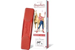StripHair Gentle Groomer - Original for Horses Dogs 6-in-1 Shedding Grooming Massage (Red)