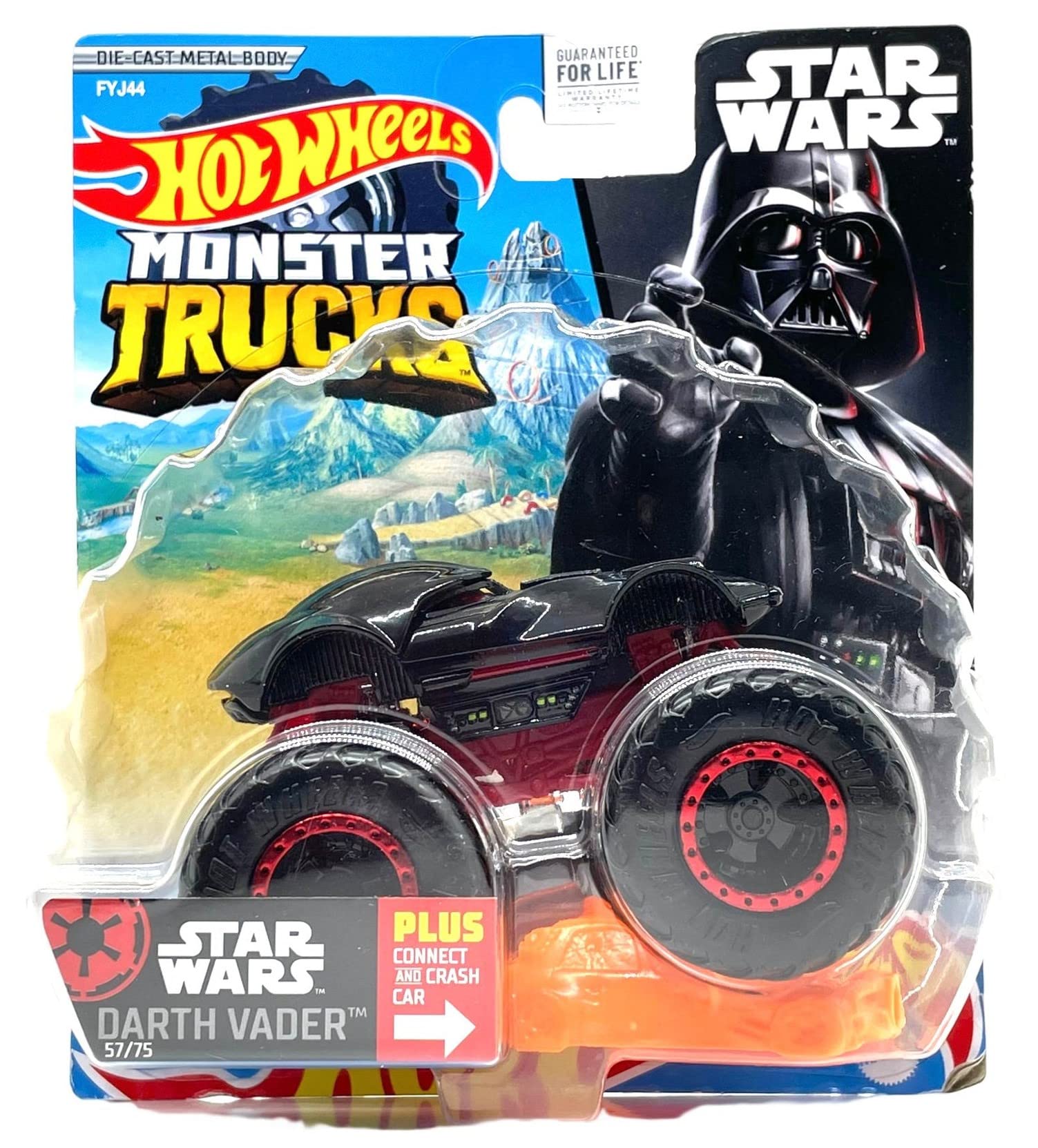 Hot Wheels Darth Vader Monster Truck 1:64 Scale Diecast Truck with Connect and Crash Car, Black, 3 Inches, 3+ Years, Male, Children