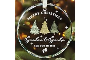 KatAndNat Pregnancy Announcement for Grandparents - Pregnancy Announcement Ornaments for Grandparents, Baby Reveal Ideas for Grandma Grandpa - First Time, Soon To Be Grandparent Gifts - Glass Ornament