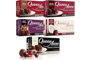 Queen Anne Chocolate Covered Cordial Cherries Variety Pack | 6.6 oz (Pack of 5) | 10 Piece Boxes | Whole Maraschino Cherry Creamy Filled Liquid Center | Holiday Party Chocolate Candy