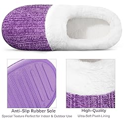 shoeslocker Slippers for Women Memory Foam Fuzzy