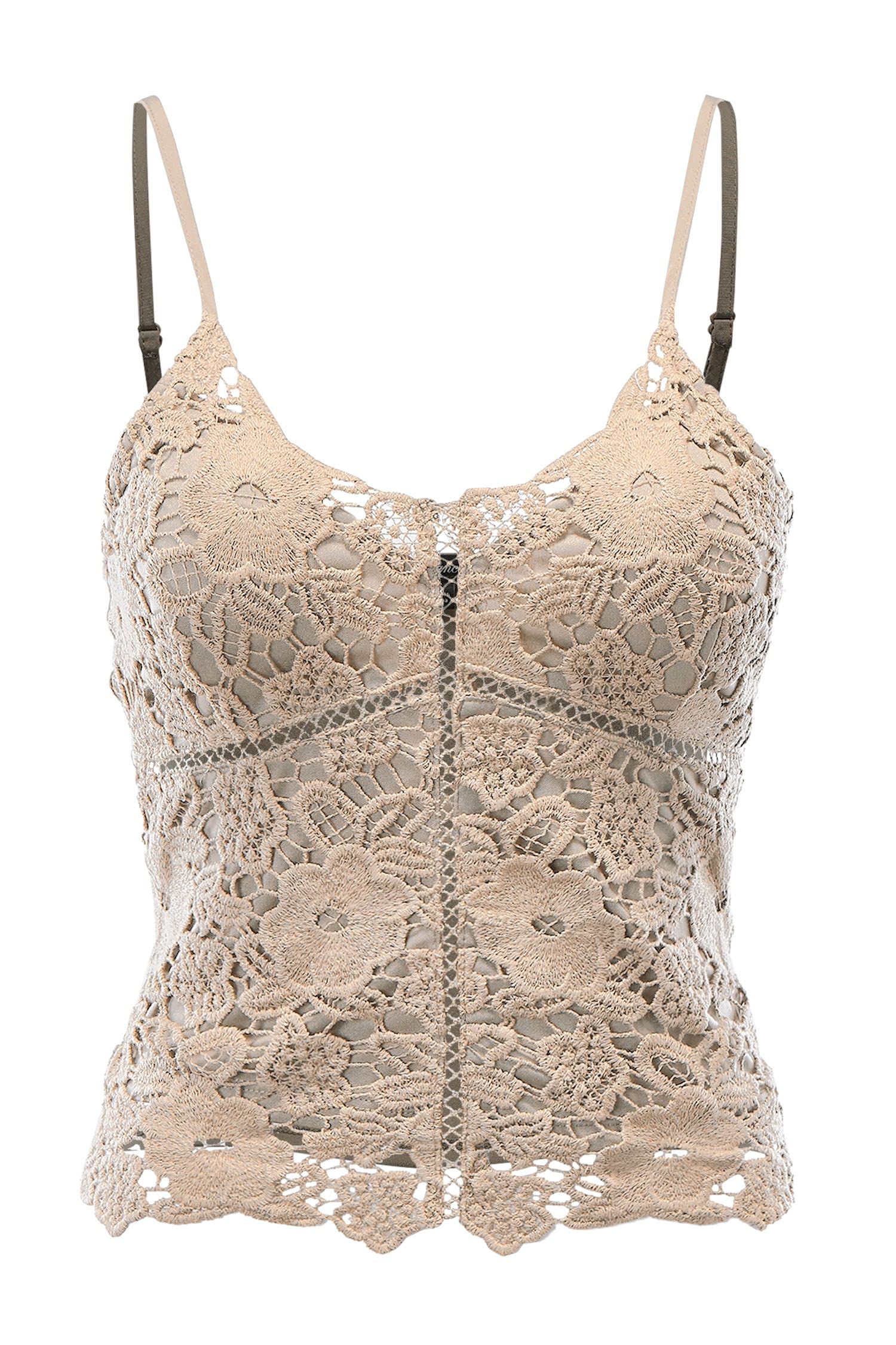 Black Crochet Strapless Eyelet Embroidered Camisole Top main image 1