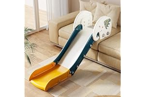 Babytronic Couch Slide for Kids – Large Adjustable Height Indoor Slide with Non-Slip Base for Toddlers 1-3, Plastic Indoor Playset for Beds, Sofas, and Stairs (Green&Yellow)