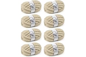 Cozyful Chunky Yarn for Hand Knitting, #9 Thick Jumbo Big Chunky Yarn for Crocheting, Super Chunky Knit Blanket Yarns, Large Chunky Chenille Yarns, 8 Pack (30 yds 8 oz Each Skein), Khaki