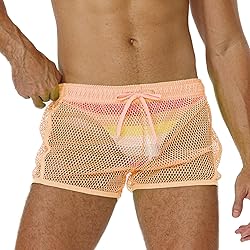 FIROTTII Mens Mesh Shorts Sexy Boxers See Through