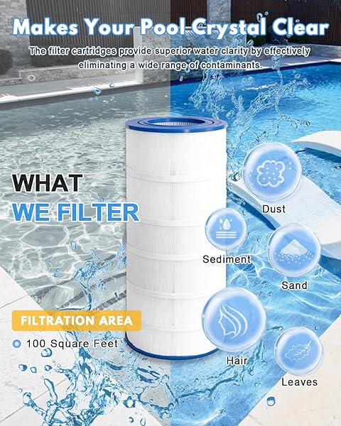 DAYEAR SWIMMING FILTER CARTRIDGE 100 SQ. FT. (1 PACK) FILTER REPLACEMENT FOR CC100 PLF100A CRP100 PAP100 PAP100-4 C-9410 R173215 FC-0686 59054200 160316
