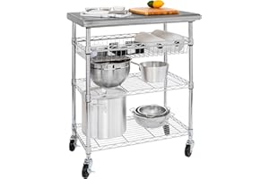 Seville Classics Commercial Work Table Island Utility Cart Prep Station, for Restaurant, Kitchen, Warehouse, Garage, Hotel, H