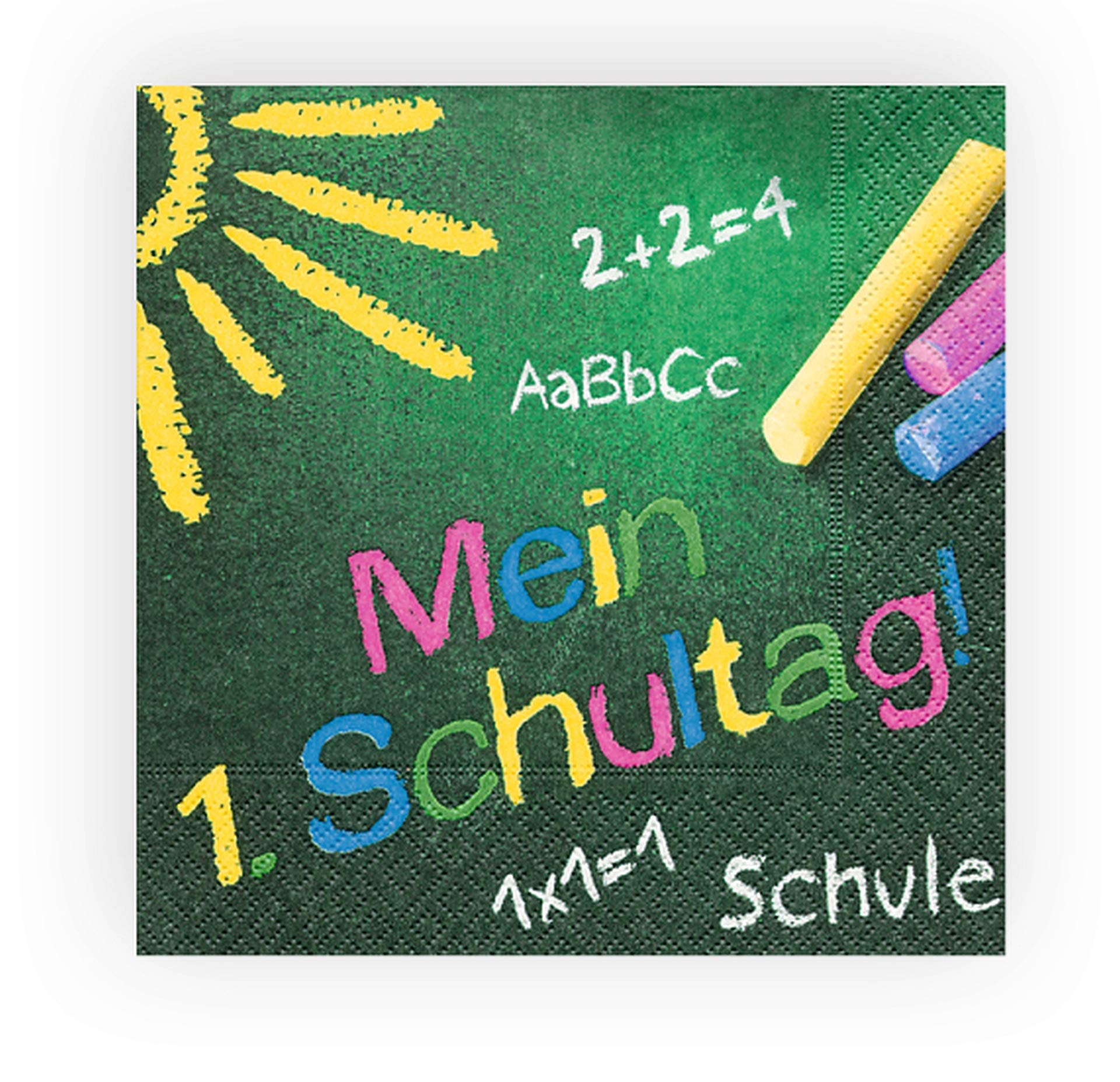 20 napkins, coloured school board, school, start at school, 33 cm x 33 cm
