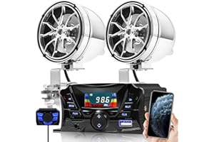 GoHawk TS3 Motorcycle Weatherproof Bluetooth Speakers 7/8-1.25 in. Handlebar Mount MP3 Music Player Sound Audio Stereo Amplifier System ATV AUX, USB, Micro SD, FM Radio 2-Speaker