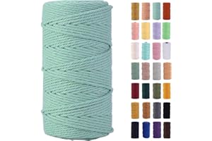 MAOQIAN Light Green Macrame Cord 3mm x 109Yards,Colored Cotton Rope Colorful Cotton Cord Soft Craft Cord Twine for Wall Hanging Plant Hangers Crafts Decorative Projects
