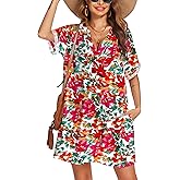 AI'MAGE Women's Swimsuit Coverups Bikini Swimwear Beach Cover Up A-line Bathing Suit Cover Up Dress with Pockets