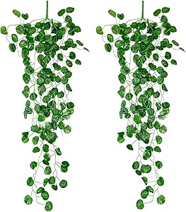 Yatim 90 cm Boston Ivy Vine Artificial Plants Greeny Chain Wall Hanging Leaves for Home Room Garden Wedding Garland Outside Decoration Pack of 2
