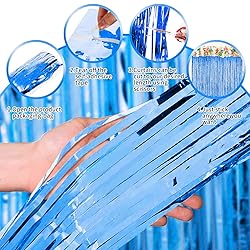 Blue Curtains for Party Decorations, 3 Pack 3.2ft x